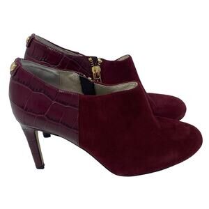 Michael Michael Kors Woman's Size 6M Burgundy Crocodile Skin Suede Slip On Heels